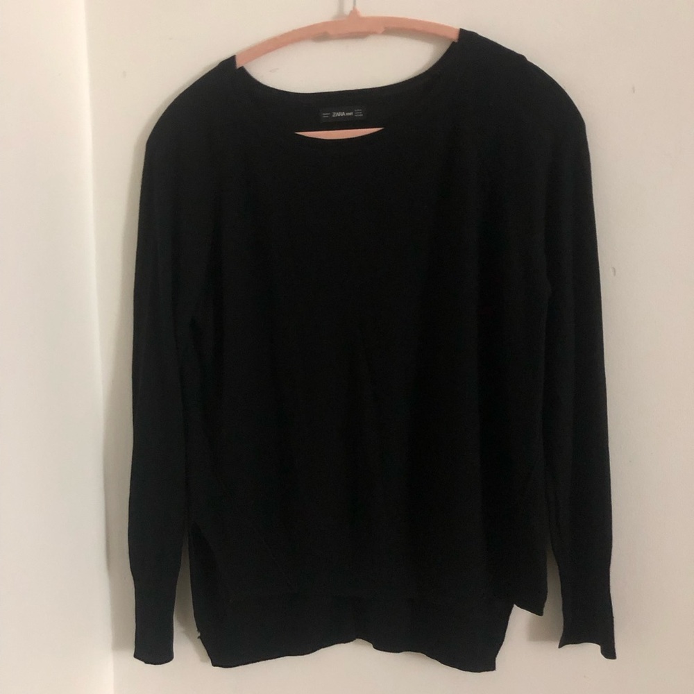Zara Super light & Thin Fine Knit Women's Black Sweater
Size-M